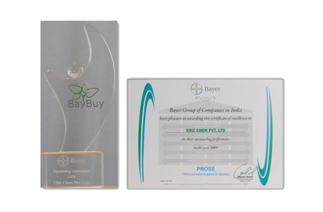 Outstanding Performance Certificate from Bayer Crop Science, 2009