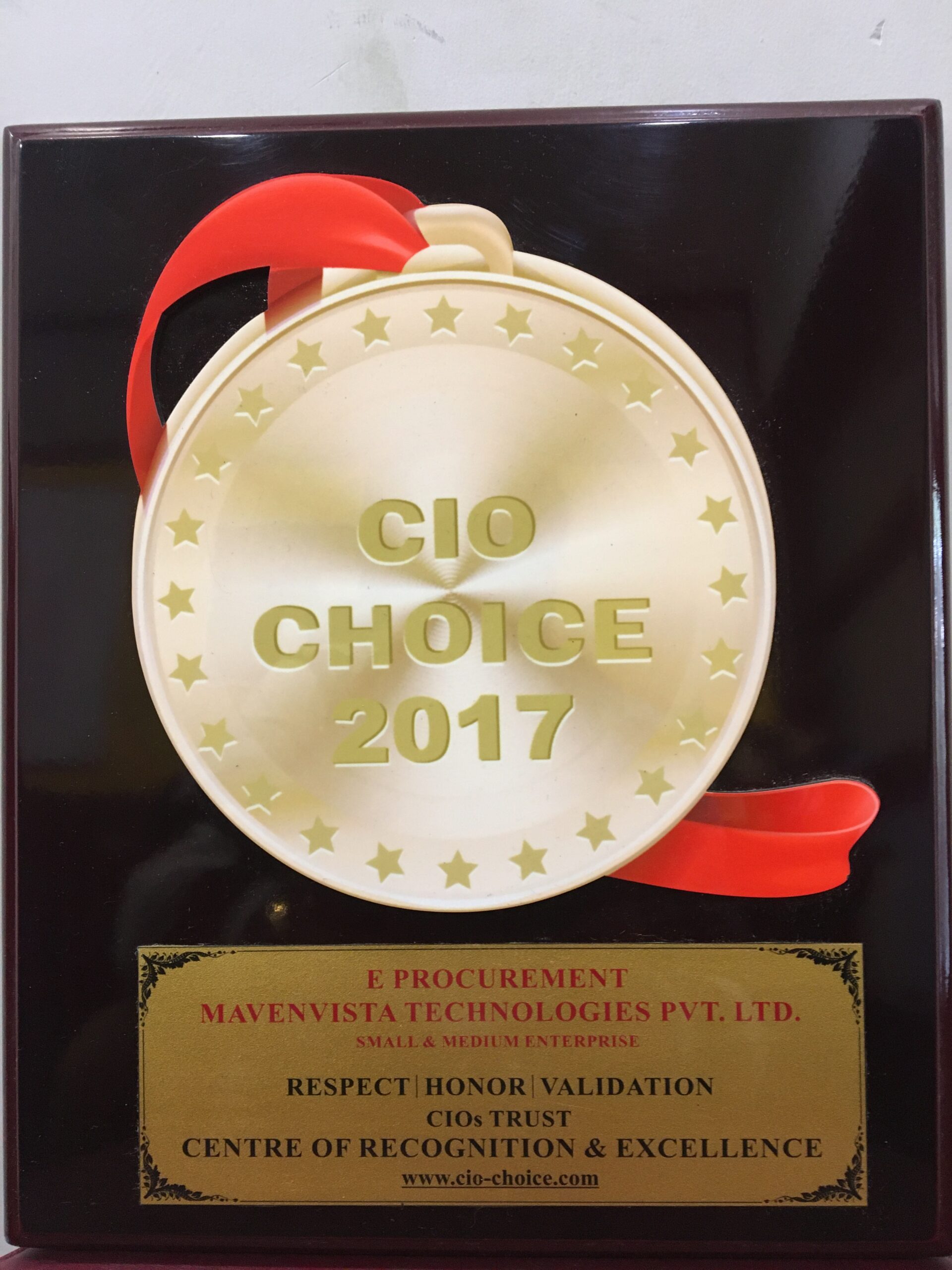 Award from CIO Choice co-sponsored by KPMG as the best procurement solution, 2016 & 2017